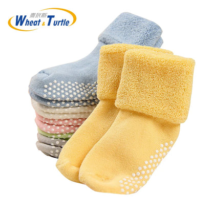 3Pairs Dreamshining Cotton Baby Socks Autumn and Winter Thicken Warm Newborn Boy Girl Socks Floor Wear Antiskid Sock for Kids