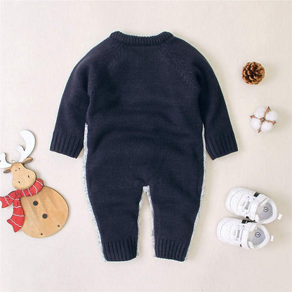 Unisex Infant Baby Christmas Sweater Toddler Reindeer Knit Jumpsuit Outfit