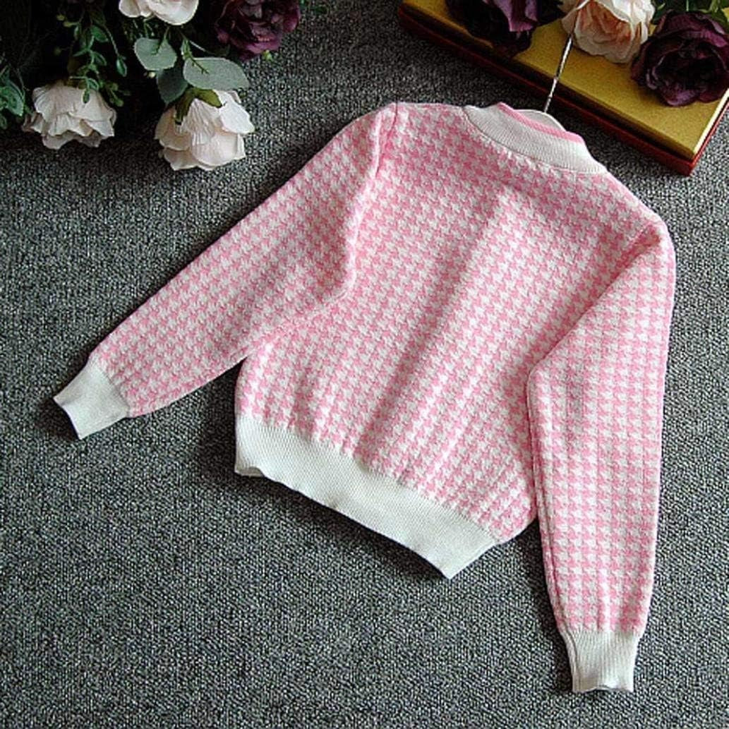 Girls Dress, Autumn Winter Toddler Kids Plaid Knitted Sweater Dress Set Baby Girls Coat Tops+Skirt Set