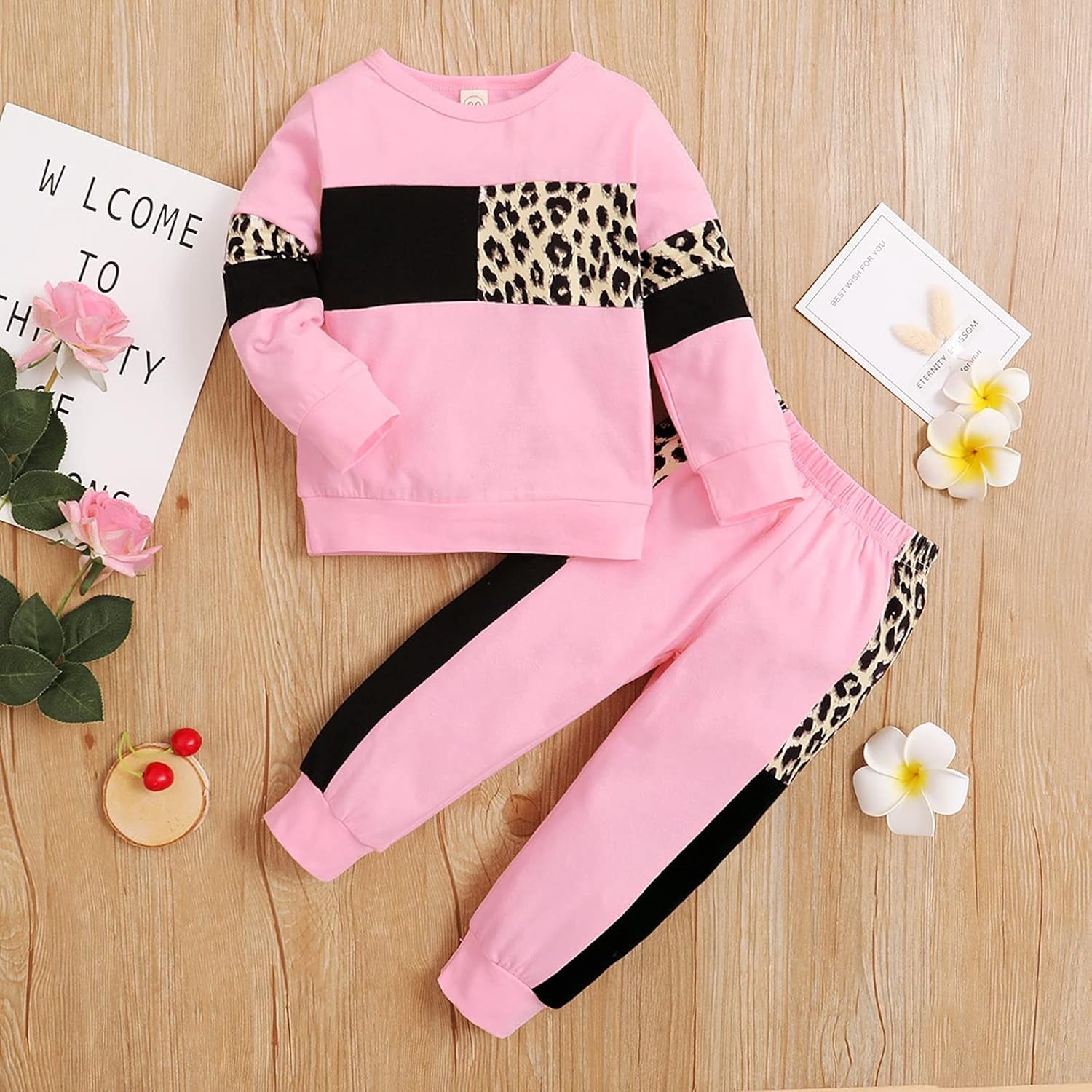 Toddler Girl Clothes Baby Sweatshirt Leopard Fall Winter Outfits Long Sleeve Tops Pants Set 2 Pcs